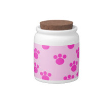 Animal Paw Prints. Light Pink and Bright Pink. Candy Jars