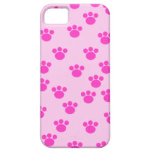 Animal Paw Prints. Light Pink and Bright Pink. iPhone 5 Covers