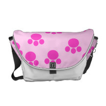 Animal Paw Prints. Light Pink and Bright Pink. Courier Bags