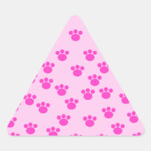 Animal Paw Prints. Light Pink and Bright Pink. Triangle Sticker