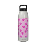 Animal Paw Prints. Light Pink and Bright Pink. Drinking Bottles