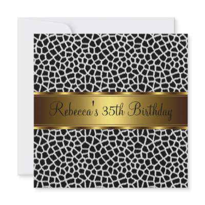 Animal Print 35th Elegant Birthday Party Personalized Invites by InvitationCenter