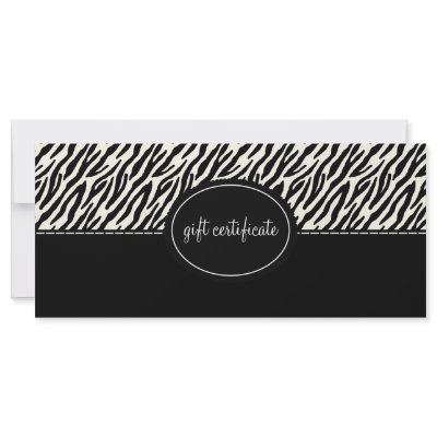 Animal Print Boutique Style Gift Certificates Full Color Rack Card by noteworthy