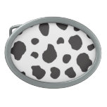 Animal Print Fur Skin Cow White, Black Belt Buckle