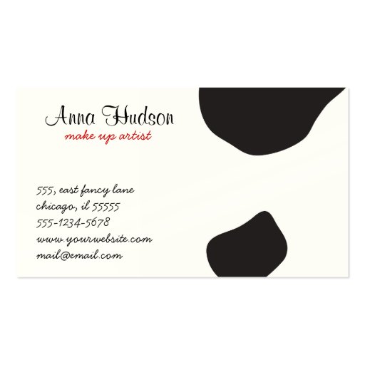 Animal Print Fur Skin Cow White Black Business Cards (front side)