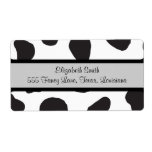 Animal Print Fur Skin Cow White, Black Personalized Shipping Labels
