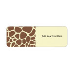 Animal Print Fur Skin Giraffe Brown, Yellow Return Address Labels