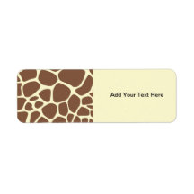 Animal Print Fur Skin Giraffe Brown, Yellow Return Address Labels