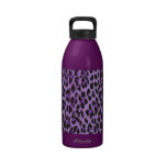 Animal Print Fur Skin Wild Leopard Purple Black Drinking Bottle