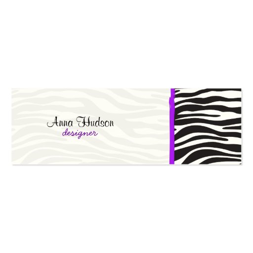 Animal Print Fur Skin Zebra Black White Purple Business Card Templates