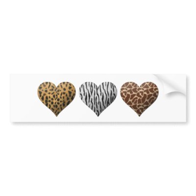 Bumper Sticker Printing on Animal Print Hearts Bumper Stickers By Polkadotemporium