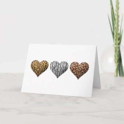Animal Print Hearts Greeting Cards by polkadotemporium