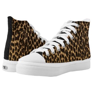 Animal Print Pattern Hightop Zip Shoes Printed Shoes