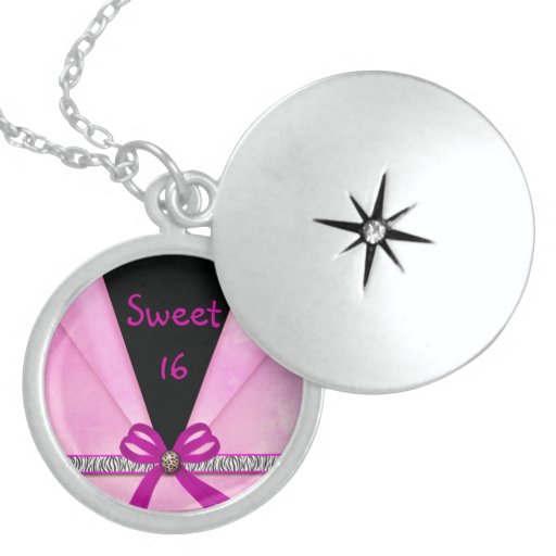 Animal Print Pink & Black Folded Sweet 16 Locket