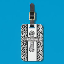 Animal Print Rhinestone Cross Luggage Tag luggage tags