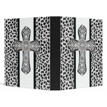 Animal Print Rhinestone Cross Notebook Album Binder