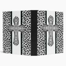 Animal Print Rhinestone Cross Notebook Album Binder