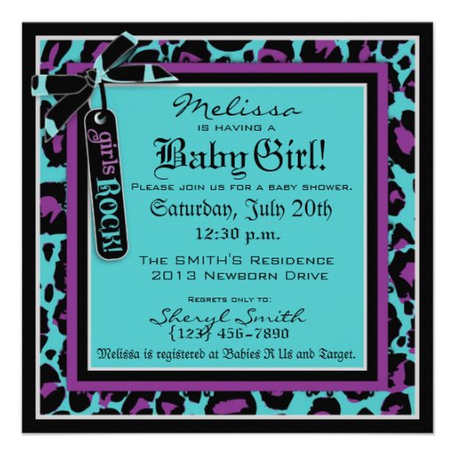 Animal Print Rock Star Tutu Baby Shower Custom Invitations