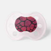 Animal Print Skin Giraffe Shiny Glitter Black Red Pacifiers