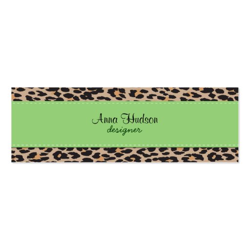 Animal Print Skin Wild Leopard Brown Black Green Business Card Template (front side)