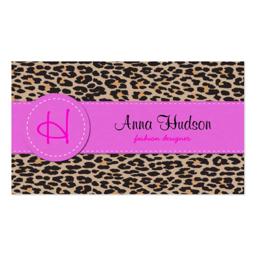Animal Print Skin Wild Leopard Brown Black Pink Business Card Templates (front side)