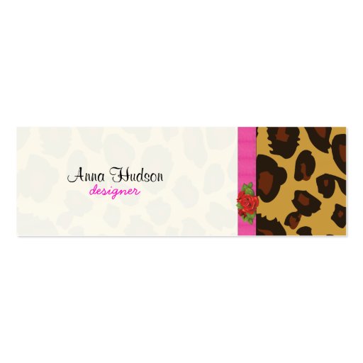 Animal Print Skin Wild Leopard Brown Black Pink Business Card Template (front side)