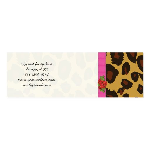 Animal Print Skin Wild Leopard Brown Black Pink Business Card Template (back side)