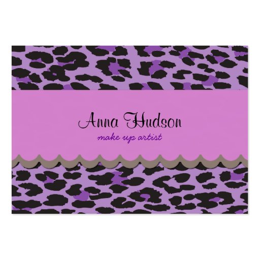 Animal Print Skin Wild Leopard Purple Black Business Card (front side)