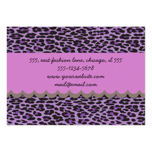 Animal Print Skin Wild Leopard Purple Black Business Card (back side)