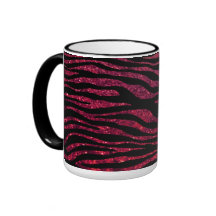 Animal Print Skin Zebra Shiny Glitter Black Red Coffee Mugs