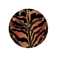 Animal Print Tiger Striped Home Decor Round Clocks