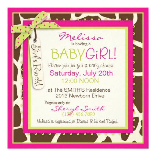 Animal Print Tutu Safari Baby Shower Custom Invitation