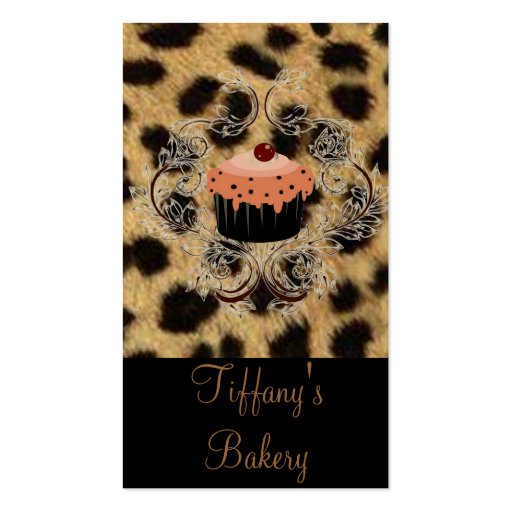 Animal print Vintage Bakery Boutique Business Card (front side)