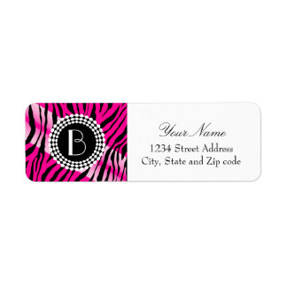 zebra labels return address monogram label animal pattern