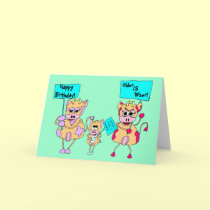 Animal protesters; Happy Birthday!, cards