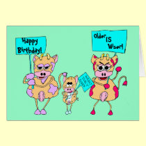 Animal protesters; Happy Birthday!, cards