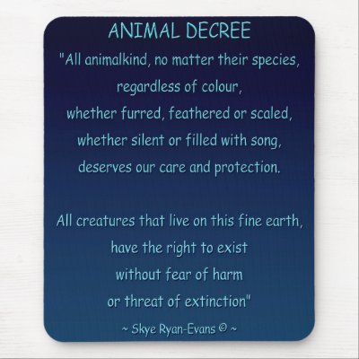 ANIMAL RIGHTS Declaration Mouse Pad by RavenSpiritPrints