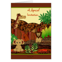 Animal Safari Baby Shower Invitation 2 Cards