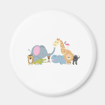 animal safari group white magnets
