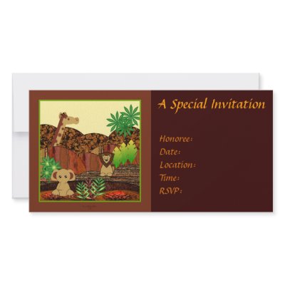 Animal Safari Invitation Photo Card Template by SherryHolderHunt
