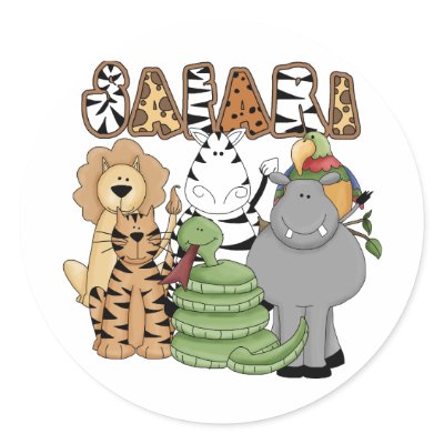 Animal Safari Round Stickers by toddlersplace