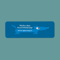 Animal Shelter Charity Cartoon Dog Blue labels