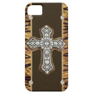 Animal Skin Rhinestones & a Cross IPHONE4 CASE iPhone 5 Case