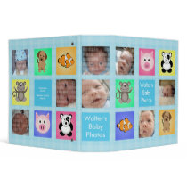 Animal Squares Blue Baby Photo Album -Customizable binders