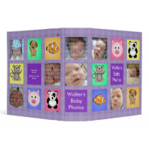 Animal Squares Purple Baby Photo Album -Customize! binders