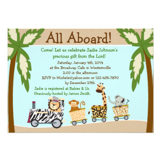 Animal Train Christian Baby Shower Invitation