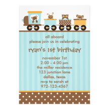 Animal Train Invitations