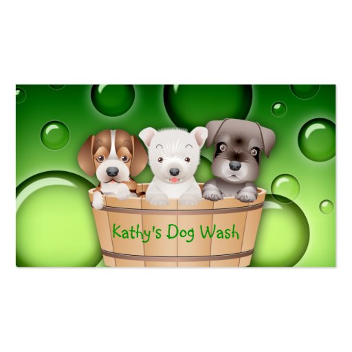 Animal Veterinarian Business Card Dogs Bucket gree (front side)