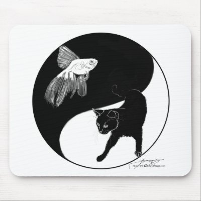 Animal YinYang Black and White Mouse Pads by Flynn_the_Cat