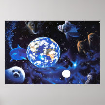 Animales en poster del espacio
